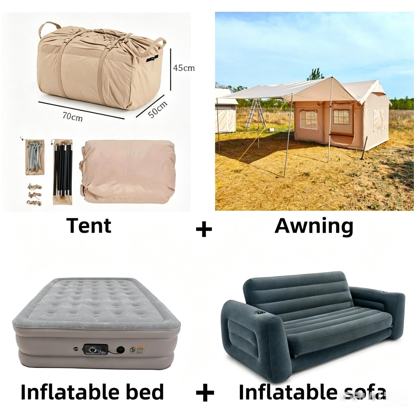 🔥Hot Sale - Waterproof Lightweight Oxford Cloth Automatic Inflatable Tent With Camping Equipment