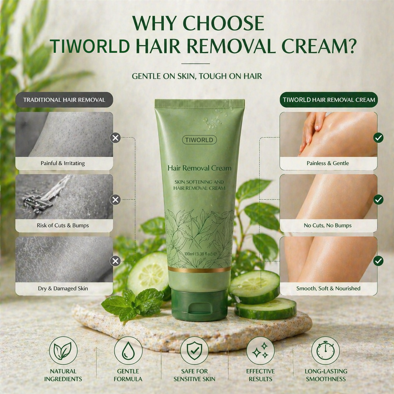 Tiworld™ Hair Removal Cream for All Women & Men