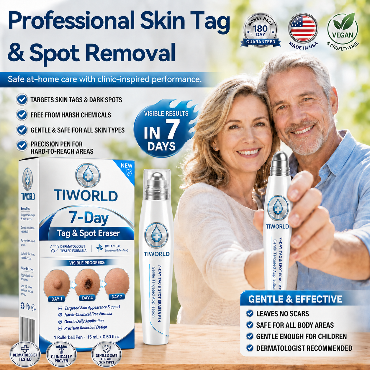 TIWORLD®👾𝟕-𝐃𝒂𝘆 𝐒𝗸𝐢𝐧 𝐓𝒂𝗴 & 𝐒𝐩𝙤𝐭 𝐄𝐫𝒂𝐬𝙚𝐫 Painless & Scar-Free Advanced Imperfection Removal Rollerball Pen