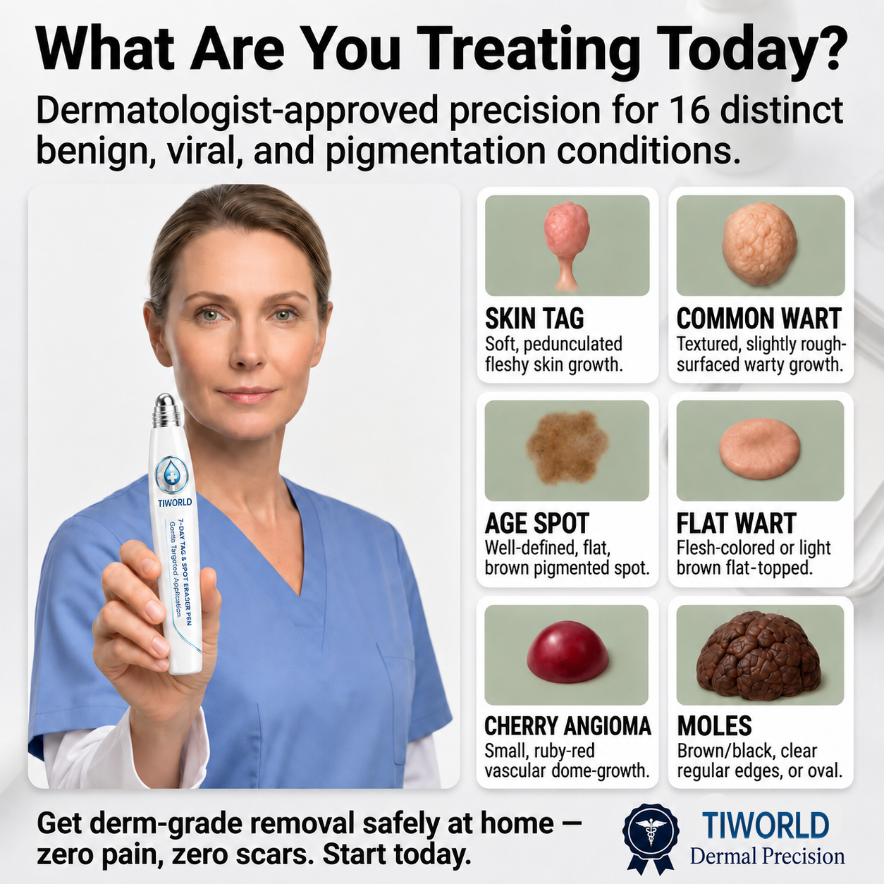TIWORLD®👾𝟕-𝐃𝒂𝘆 𝐒𝗸𝐢𝐧 𝐓𝒂𝗴 & 𝐒𝐩𝙤𝐭 𝐄𝐫𝒂𝐬𝙚𝐫 Painless & Scar-Free Advanced Imperfection Removal Rollerball Pen