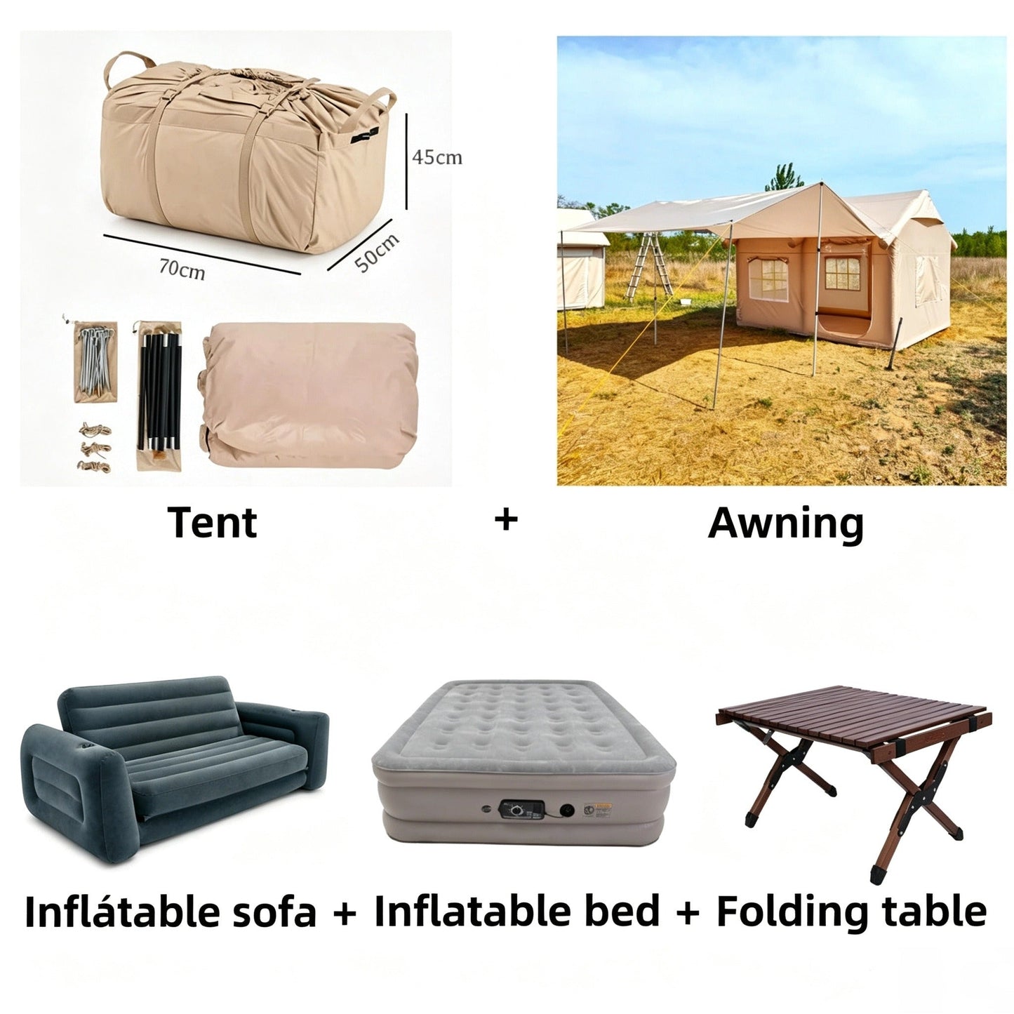 🔥Hot Sale - Waterproof Lightweight Oxford Cloth Automatic Inflatable Tent With Camping Equipment